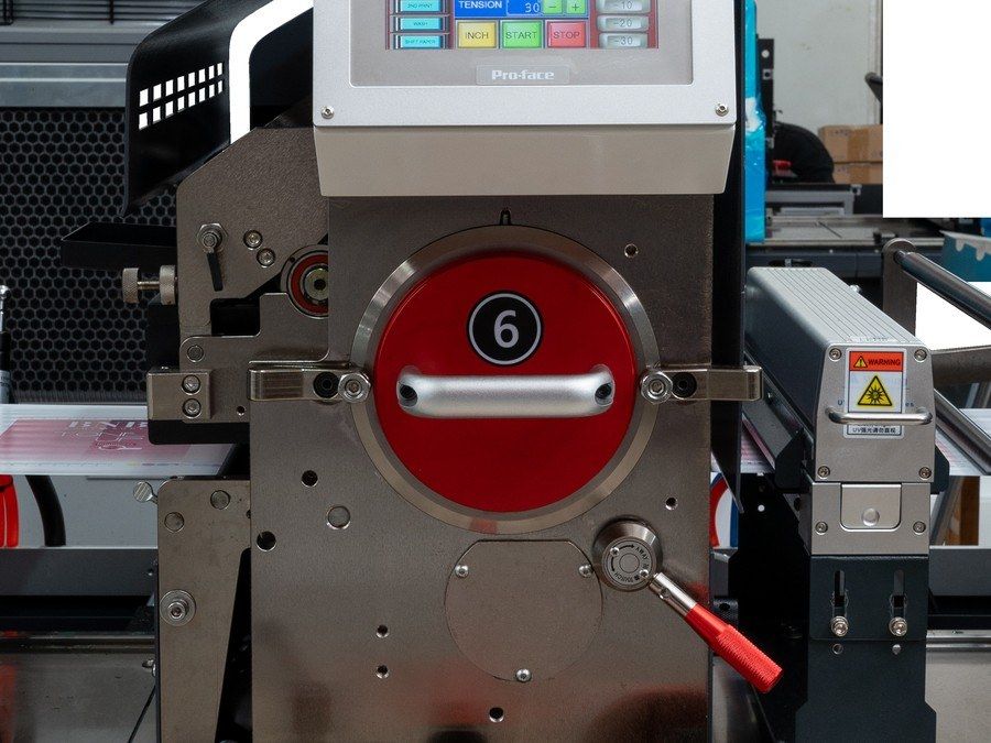 FX-450 print station 6 with red impression knob and cylinder lever