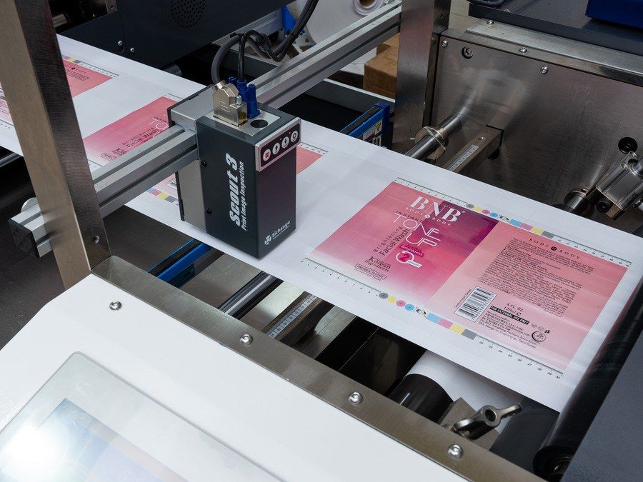 Vision camera above printed labels