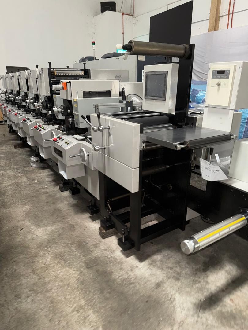 Refurbished six colour intermittent letterpress in the Sen warehouse